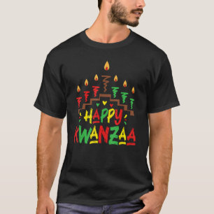 Happy Kwanzaa Candles African Black Culture Afro w T-Shirt