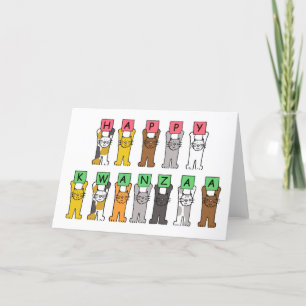 Happy Kwanzaa, Cartoon Cats. Holiday Card