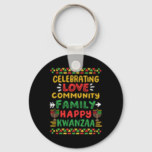 Happy Kwanzaa Celebrating Love Commuity Family Men Key Ring