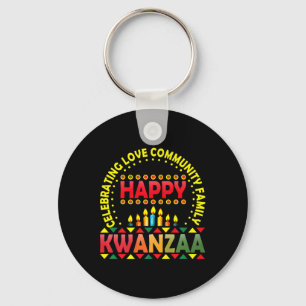 Happy Kwanzaa Celebrating Love Kinara Christmas Af Key Ring