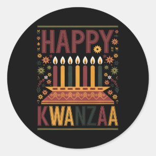 Happy Kwanzaa Celebration Kinara Candles And Flowe Classic Round Sticker