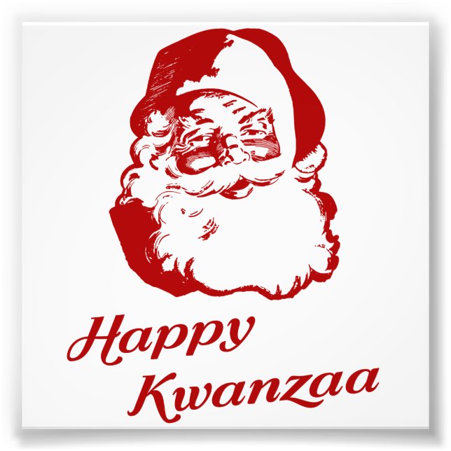 Happy Kwanzaa Christmas Santa Claus Photo Print (Front)