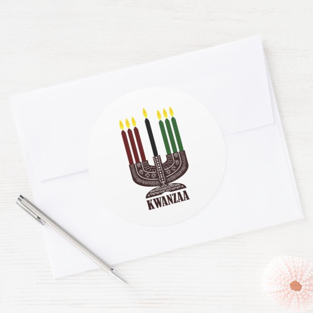Happy Kwanzaa Classic Round Sticker (Envelope)