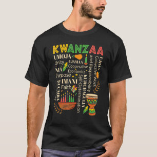 Happy Kwanzaa Drum Kinara Seven Candles Africa Cel T-Shirt