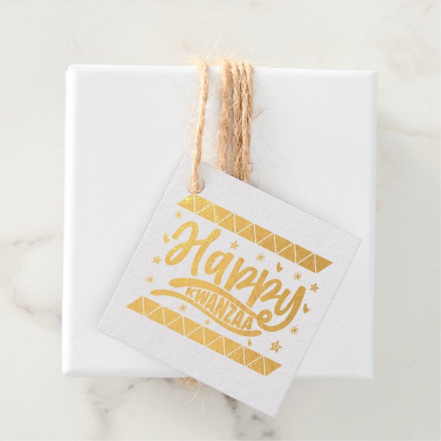 Happy Kwanzaa Gold Favour Tags (With Box)