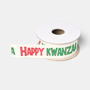 Happy Kwanzaa Greeting Grosgrain Ribbon