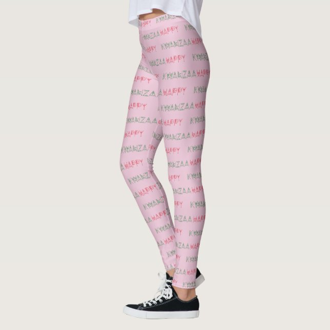 Happy Kwanzaa Greetings Leggings (Left)