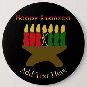Happy Kwanzaa Kinara 6 Cm Round Badge