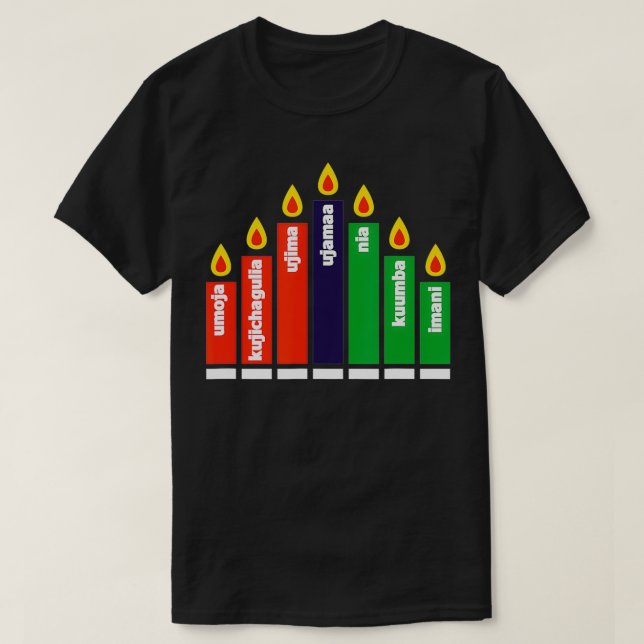 Happy Kwanzaa Kinara Candles African American Holi T-Shirt (Design Front)