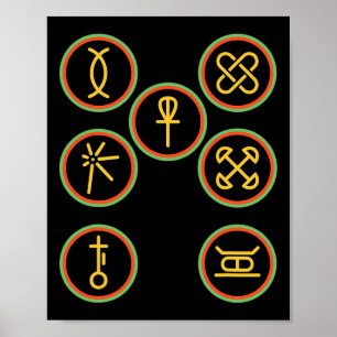 Happy Kwanzaa Kinara-seven Badges Principles Of Kw Poster