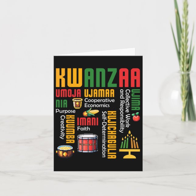 Happy Kwanzaa Kinara Seven Candles Drum African He Card (Front)