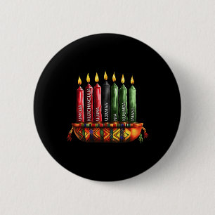 Happy Kwanzaa Kinara Seven Candles Principles Of K 6 Cm Round Badge