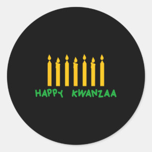 Happy Kwanzaa Kinara Seven Candles Principles Of K Classic Round Sticker