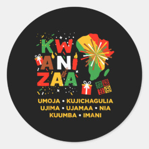 Happy Kwanzaa Kinara Seven Candles Principles Of K Classic Round Sticker