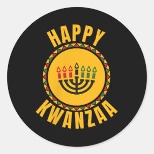 Happy Kwanzaa Kinara-seven Candles Principles Of K Classic Round Sticker