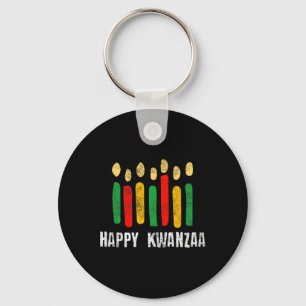 Happy Kwanzaa Kinara Seven Candles Principles Of K Key Ring