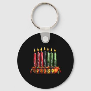 Happy Kwanzaa Kinara Seven Candles Principles Of K Key Ring