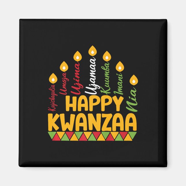 Happy Kwanzaa Kinara Seven Candles Principles Of K Magnet (Front)