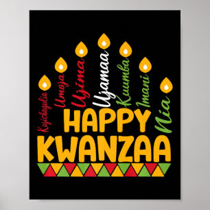 Happy Kwanzaa Kinara Seven Candles Principles Of K Poster