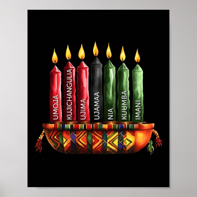 Happy Kwanzaa Kinara Seven Candles Principles Of K Poster (Front)