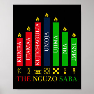 Happy Kwanzaa Kinara Seven Candles Principles Of K Poster