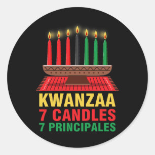 Happy Kwanzaa Kinara Seven Principles Candles Pan Classic Round Sticker