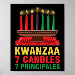 Happy Kwanzaa Kinara Seven Principles Candles Pan  Poster
