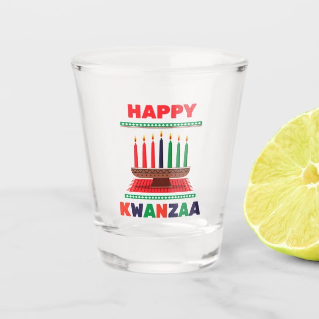 Happy Kwanzaa Kinara Shot Glass (Front)