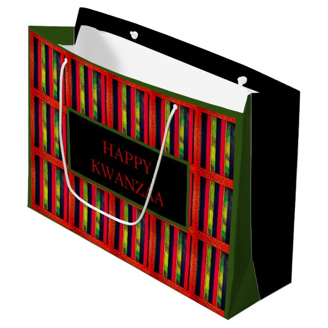 Happy Kwanzaa Large Gift Bag (Front Angled)