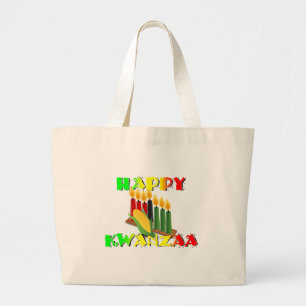 HAPPY KWANZAA LARGE TOTE BAG