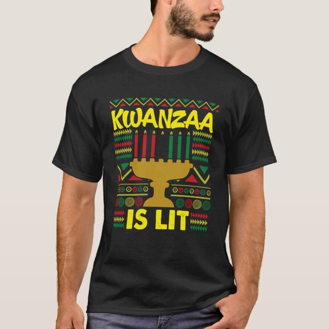 Happy Kwanzaa Lit Funny African American Ugly Swea T-Shirt (Front)