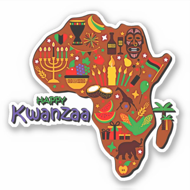 Happy Kwanzaa Map of Africa  Kiss Cut (Front)