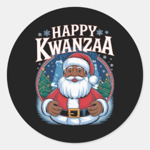 Happy Kwanzaa Merry Christmas African American Hoi Classic Round Sticker