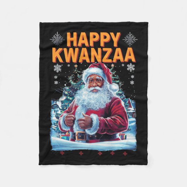 Happy Kwanzaa Merry Christmas African American Hoi Fleece Blanket (Front)