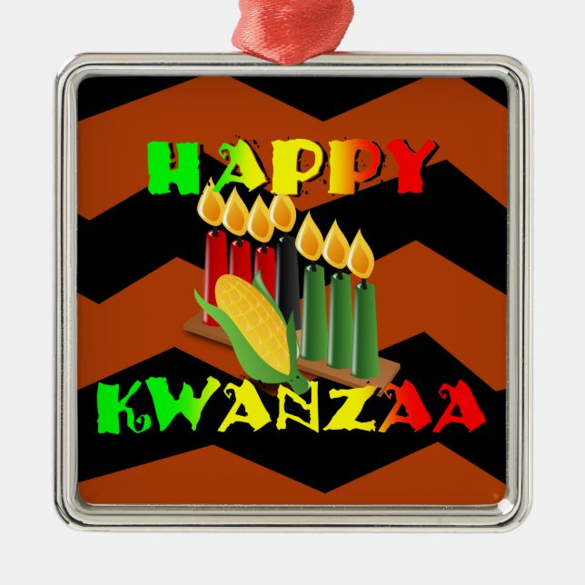 HAPPY KWANZAA METAL TREE DECORATION (Front)