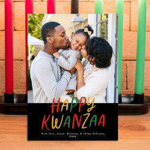 Happy Kwanzaa Modern Lettered Type One Photo Holiday Card