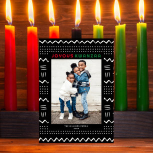 Happy Kwanzaa Modern Mudcloth Pattern Photo Holiday Card