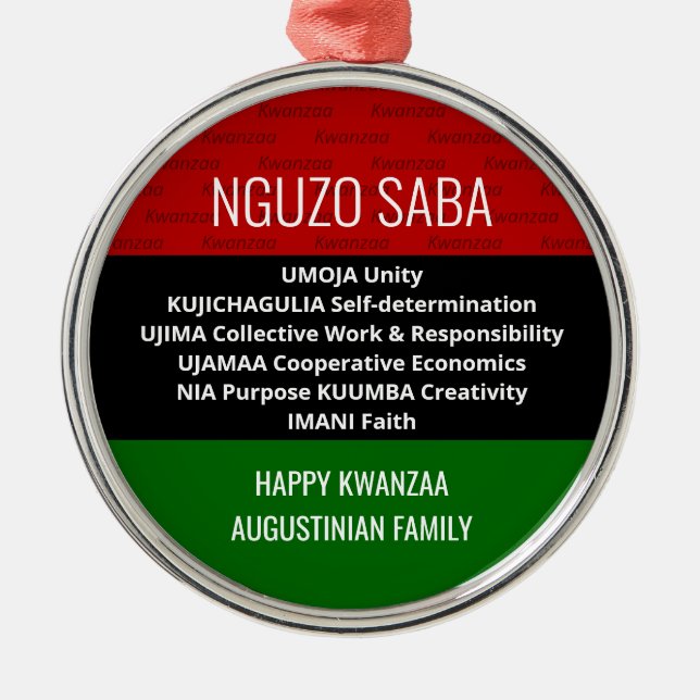 Happy Kwanzaa NGUZO SABA Metal Ornament (Front)