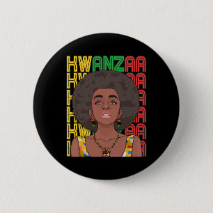 Happy Kwanzaa Pan African Pride Black Woman Seven 6 Cm Round Badge
