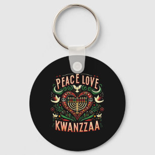 Happy Kwanzaa Peace With Love Kwanzaa African Amer Key Ring