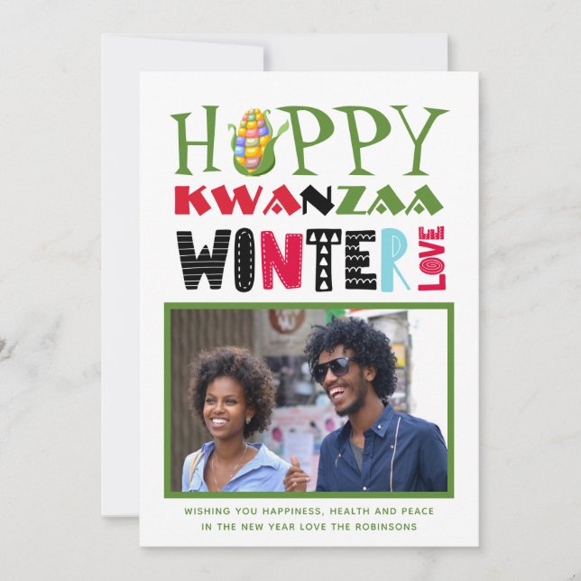 Happy Kwanzaa Photo Greeting Card Winter Love (Front)