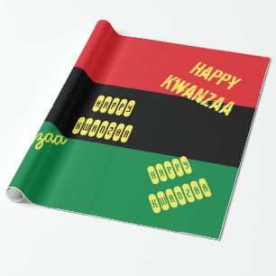 Happy Kwanzaa RBG UNIA Afro-American Flag Wrapping Paper