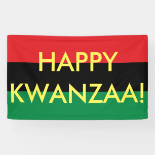 Happy Kwanzaa Red Black Green RBG UNIA Flag Banner