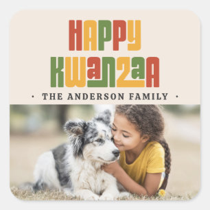 Happy Kwanzaa red green yellow photo Square Sticker