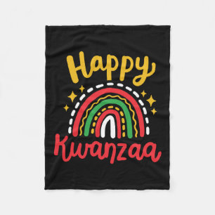 Happy Kwanzaa Retro Groovy Rainbow African America Fleece Blanket