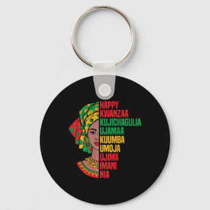 Happy Kwanzaa Seven Principles African Headwrap Gr Key Ring