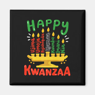 Happy Kwanzaa Seven Principles Kinara Candles Men  Magnet