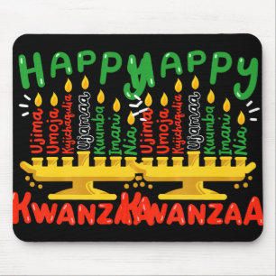 Happy Kwanzaa Seven Principles Kinara Candles Men Mouse Pad