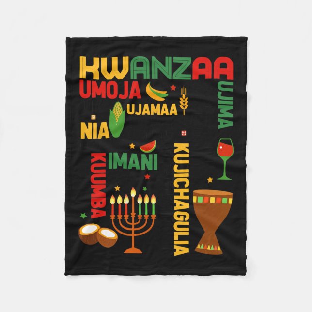 Happy Kwanzaa Seven Principles Men Boys Funny Kwan Fleece Blanket (Front)