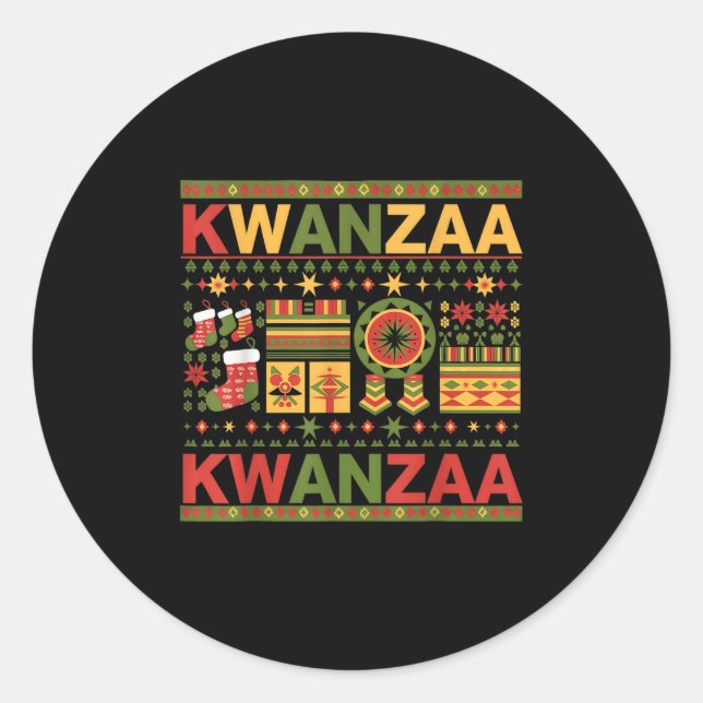 Happy Kwanzaa Seven Principles Of Kwanzaa  Classic Round Sticker (Front)
